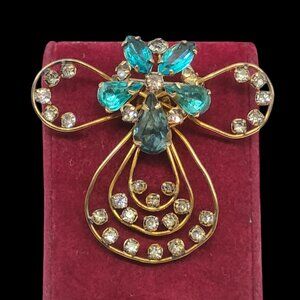 Vintage Signed HARPER 1/20 12K GF PIN Brooch 1/20th Gold Filled Rhinestones
